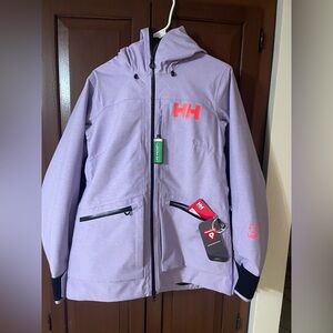 Helly Hansen Women's Purple Ski Jacket with Red Details
